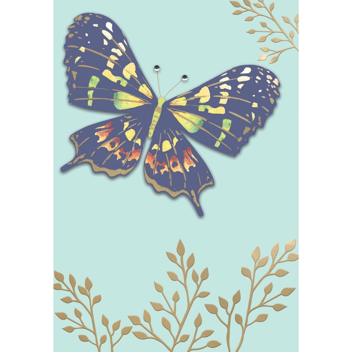 Hand-Finished Greeting Card Embellished Foiled Butterfly Blank For Any Occasion