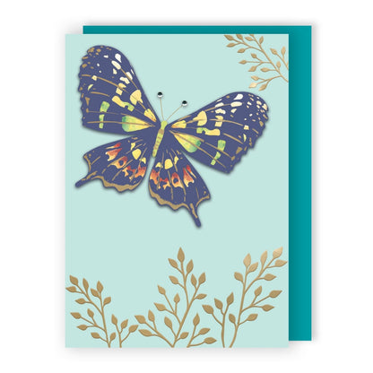 Hand-Finished Greeting Card Embellished Foiled Butterfly Blank For Any Occasion