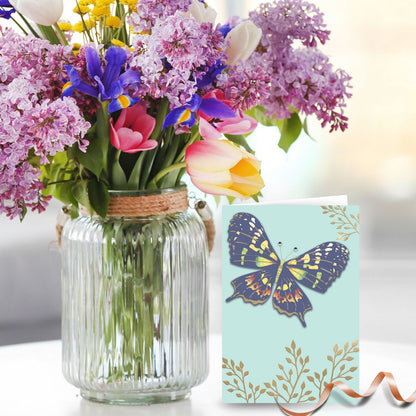 Hand-Finished Greeting Card Embellished Foiled Butterfly Blank For Any Occasion