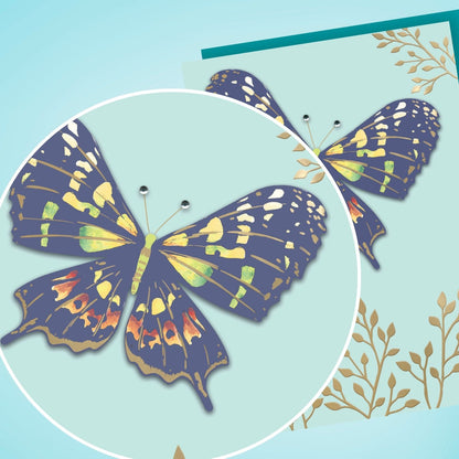 Hand-Finished Greeting Card Embellished Foiled Butterfly Blank For Any Occasion