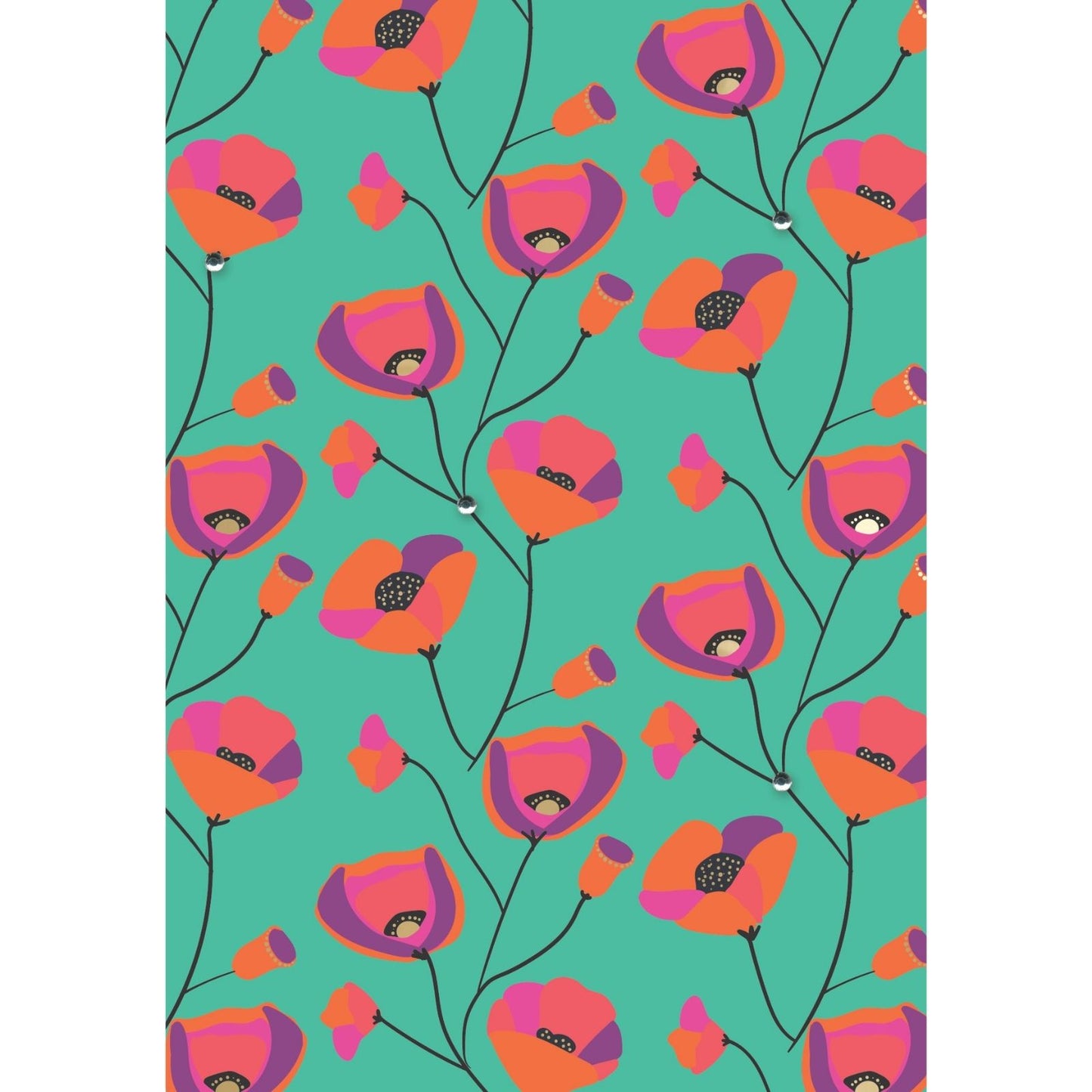 Hand-Finished Greeting Card Foiled Embellished Poppies Blank For Any Occasion