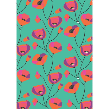 Hand-Finished Greeting Card Foiled Embellished Poppies Blank For Any Occasion
