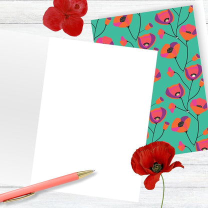 Hand-Finished Greeting Card Foiled Embellished Poppies Blank For Any Occasion