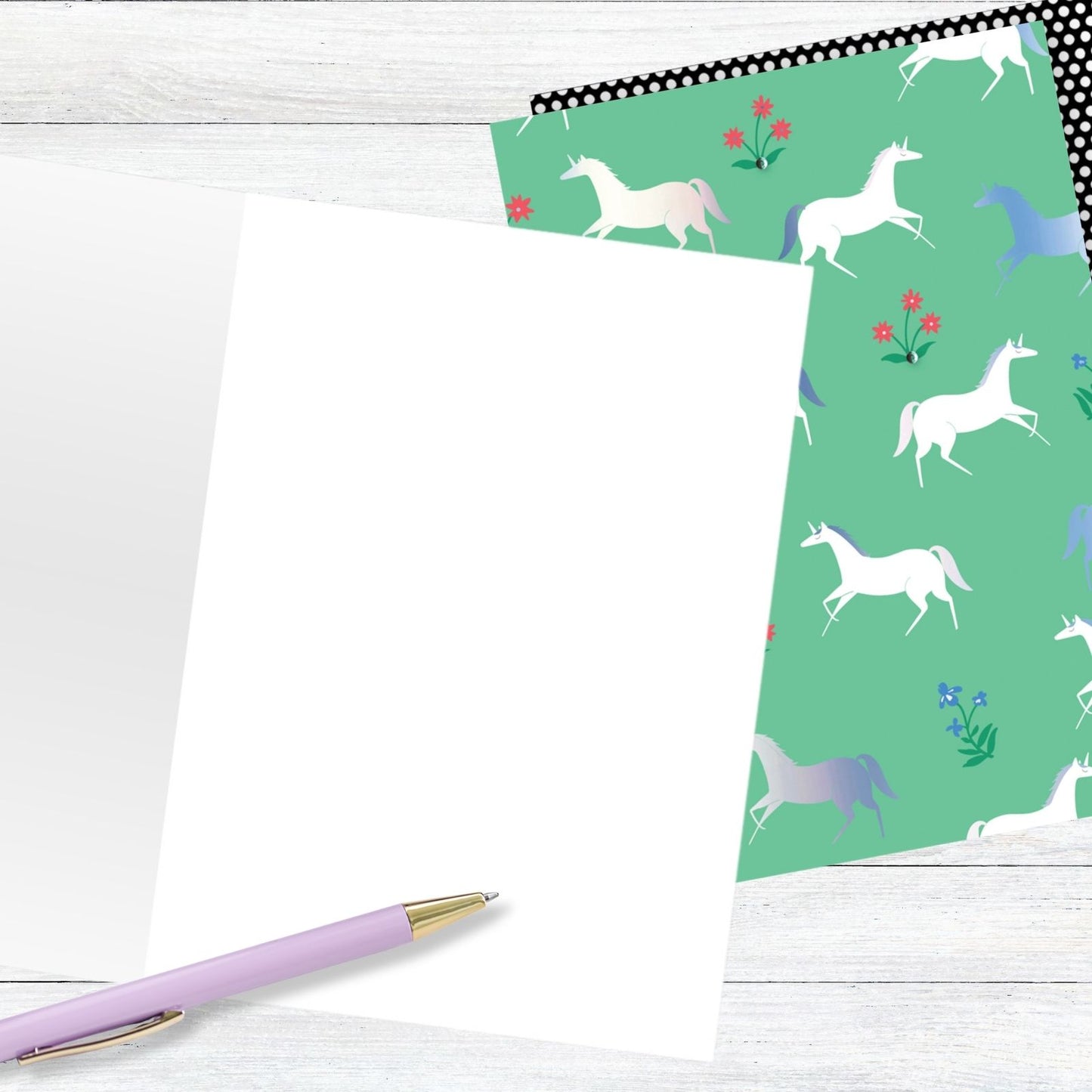 Hand-Finished Unicorns Greeting Card Foiled Magical Blank For Any Occasion