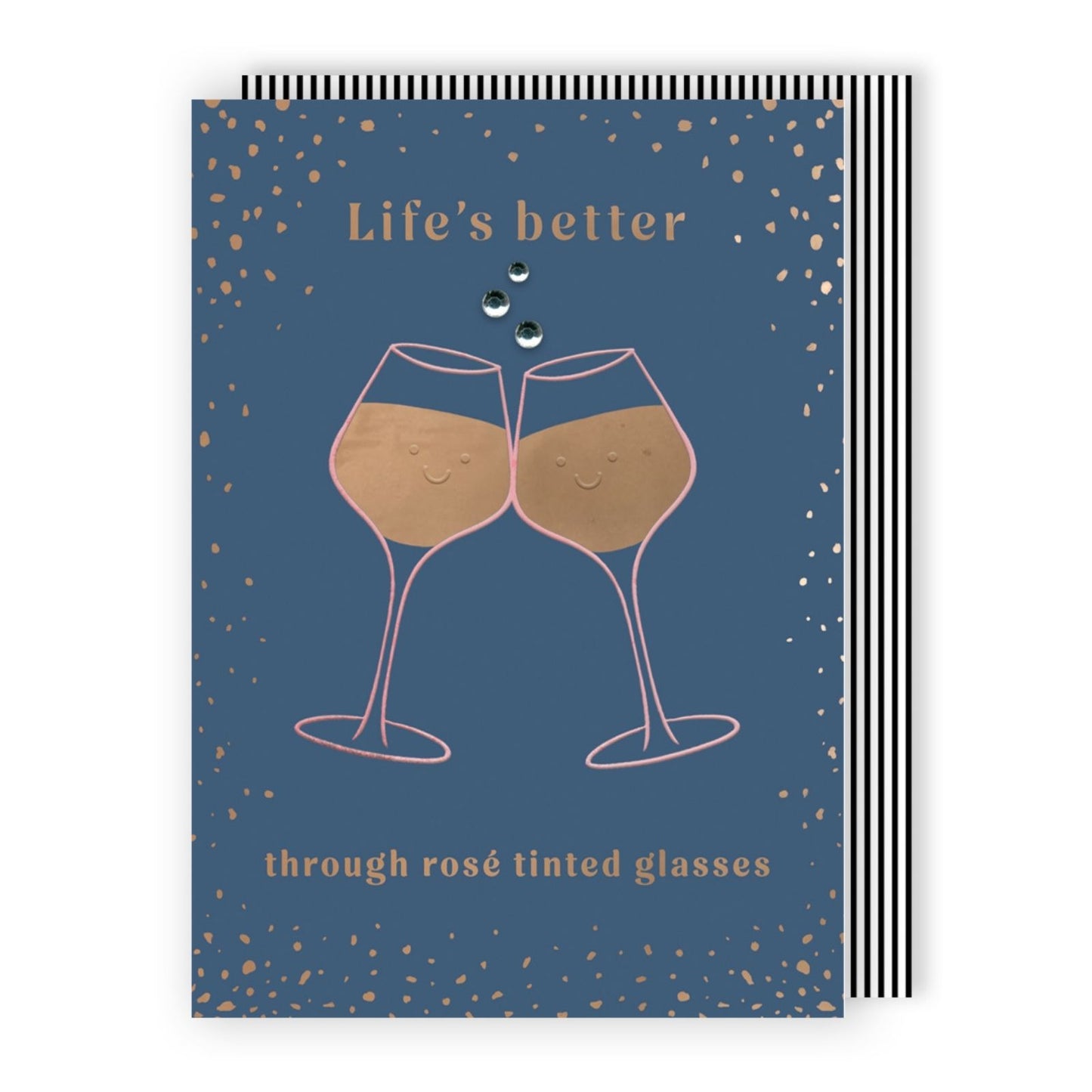 Hand-Finished Blank Any Occasion Greeting Card Life's Better Rosé Tinted Glasses