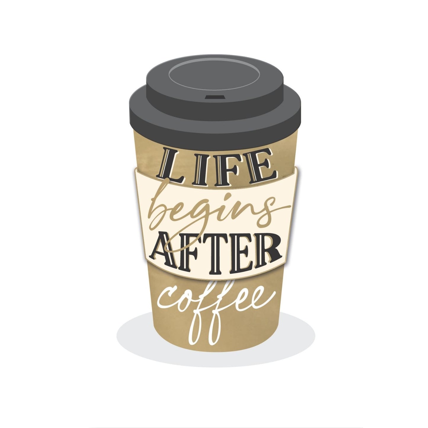 Hand-Finished Greeting Card Life Begins After Coffee Blank For Any Occasion