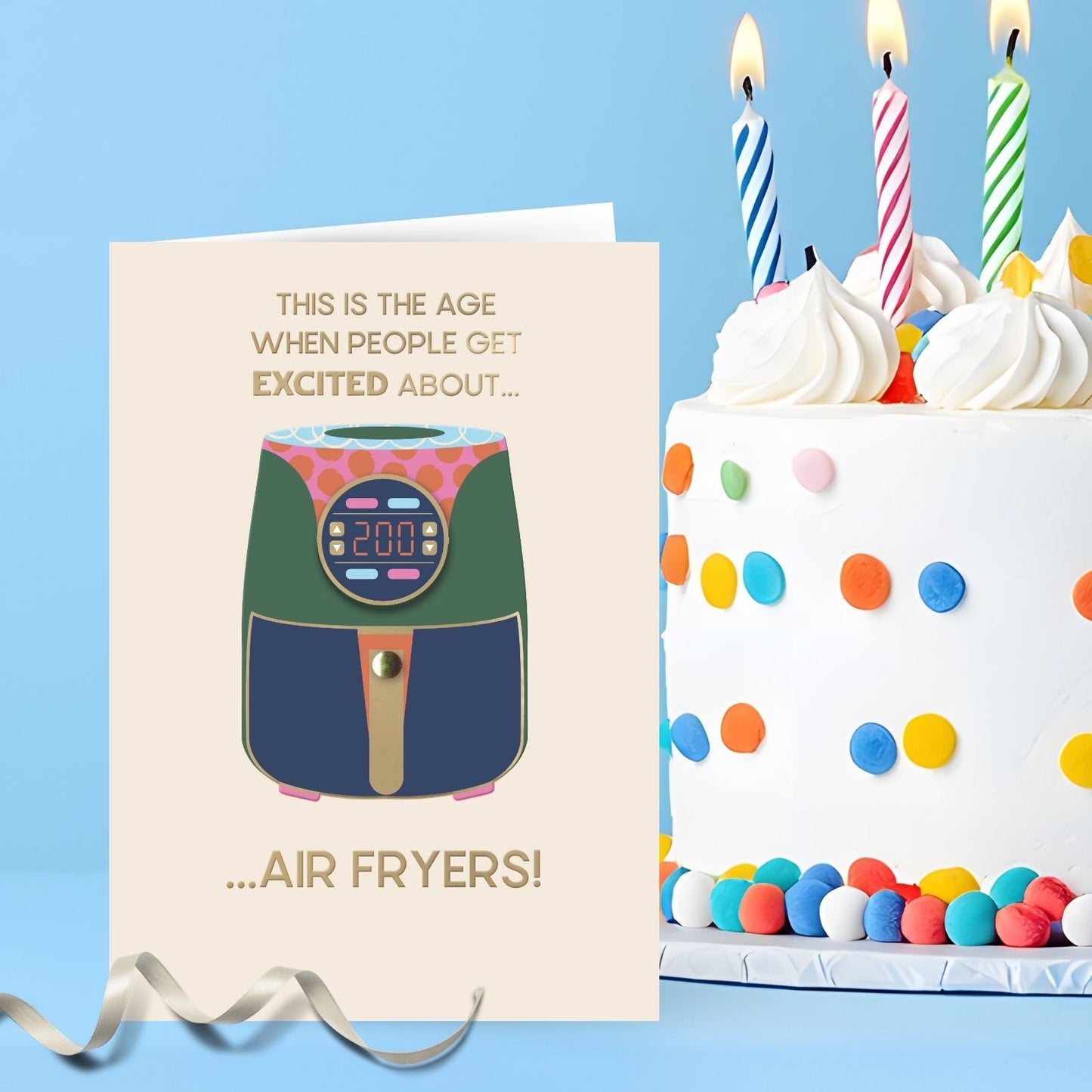 Hand-Finished Greeting Card Get Excited About Air Fryers Blank For Any Occasion