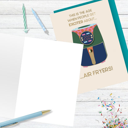 Hand-Finished Greeting Card Get Excited About Air Fryers Blank For Any Occasion