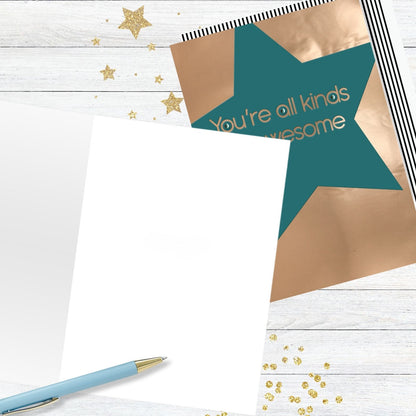 Hand-Finished Blank Any Occasion Greeting Card You're All Kinds Of Awesome Star