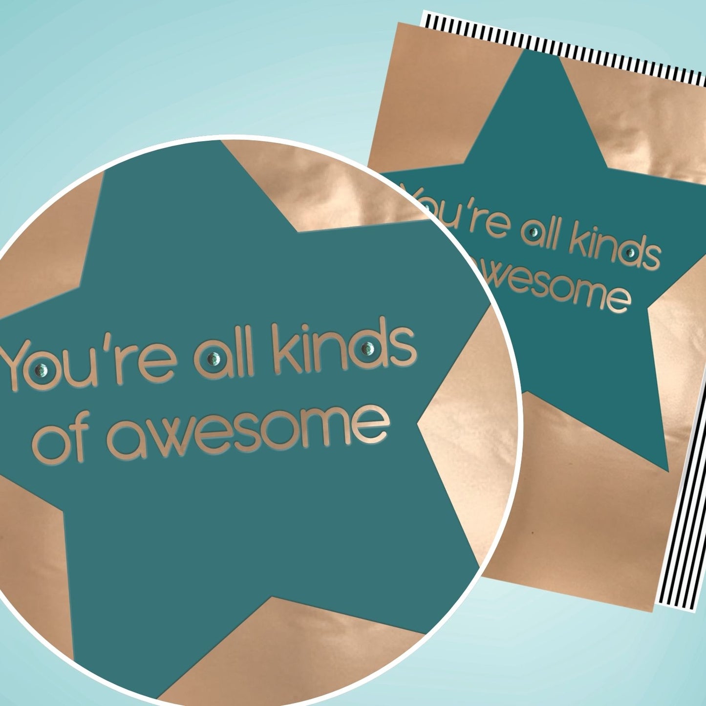 Hand-Finished Blank Any Occasion Greeting Card You're All Kinds Of Awesome Star