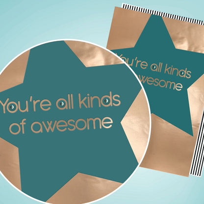 Hand-Finished Blank Any Occasion Greeting Card You're All Kinds Of Awesome Star