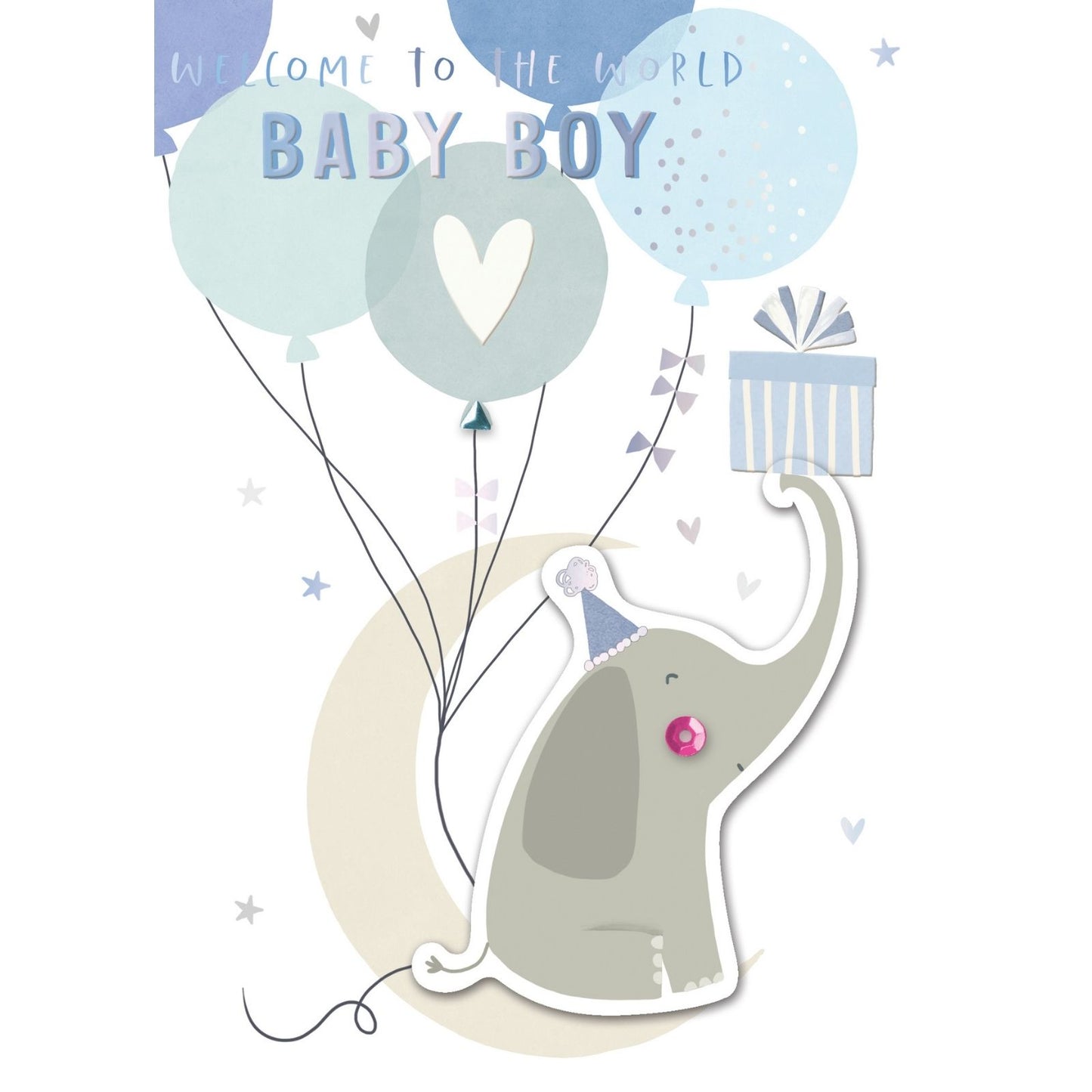Hand-Finished New Baby Boy Greeting Card Embellished Welcome To The World