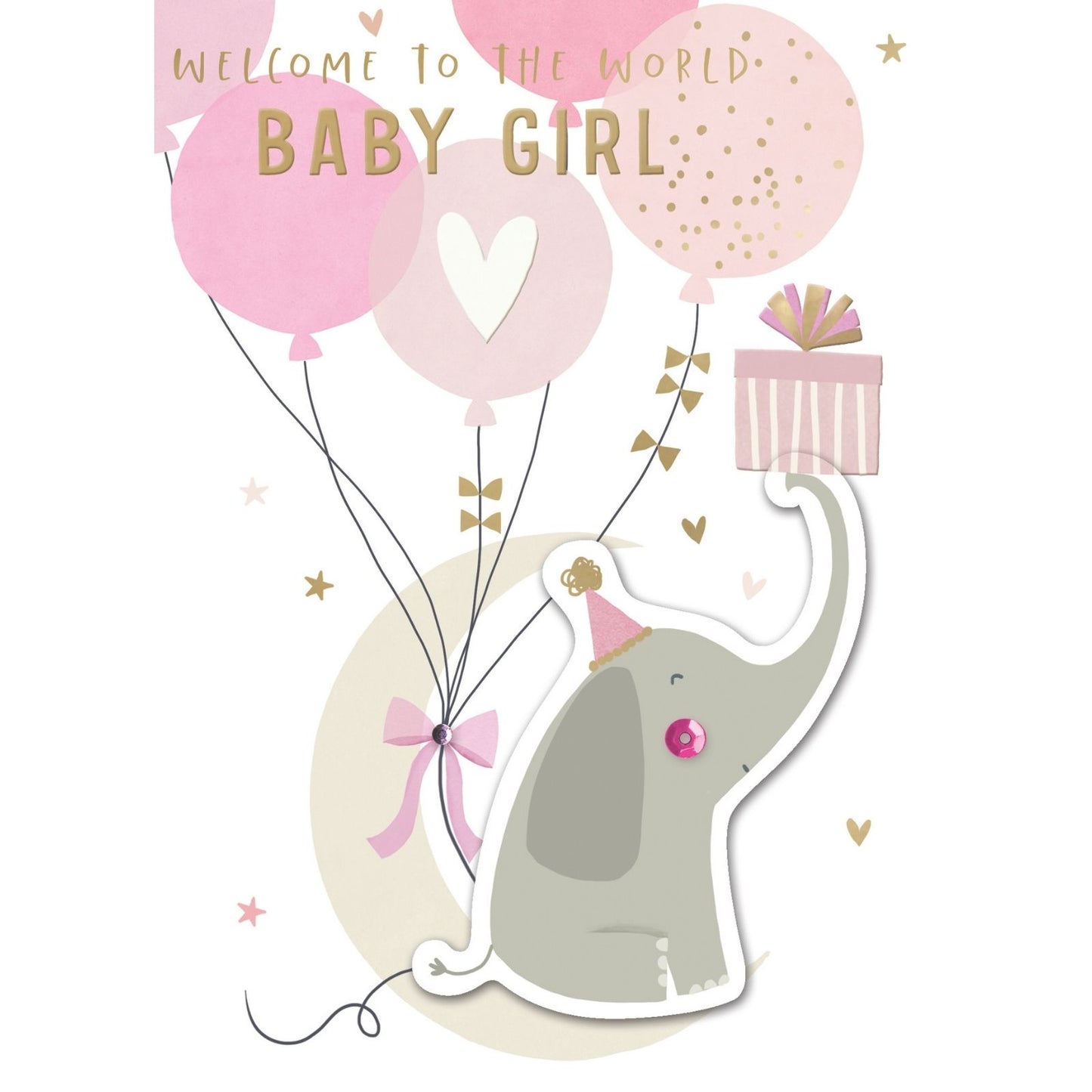 Hand-Finished New Baby Girl Greeting Card Embellished Welcome To The World