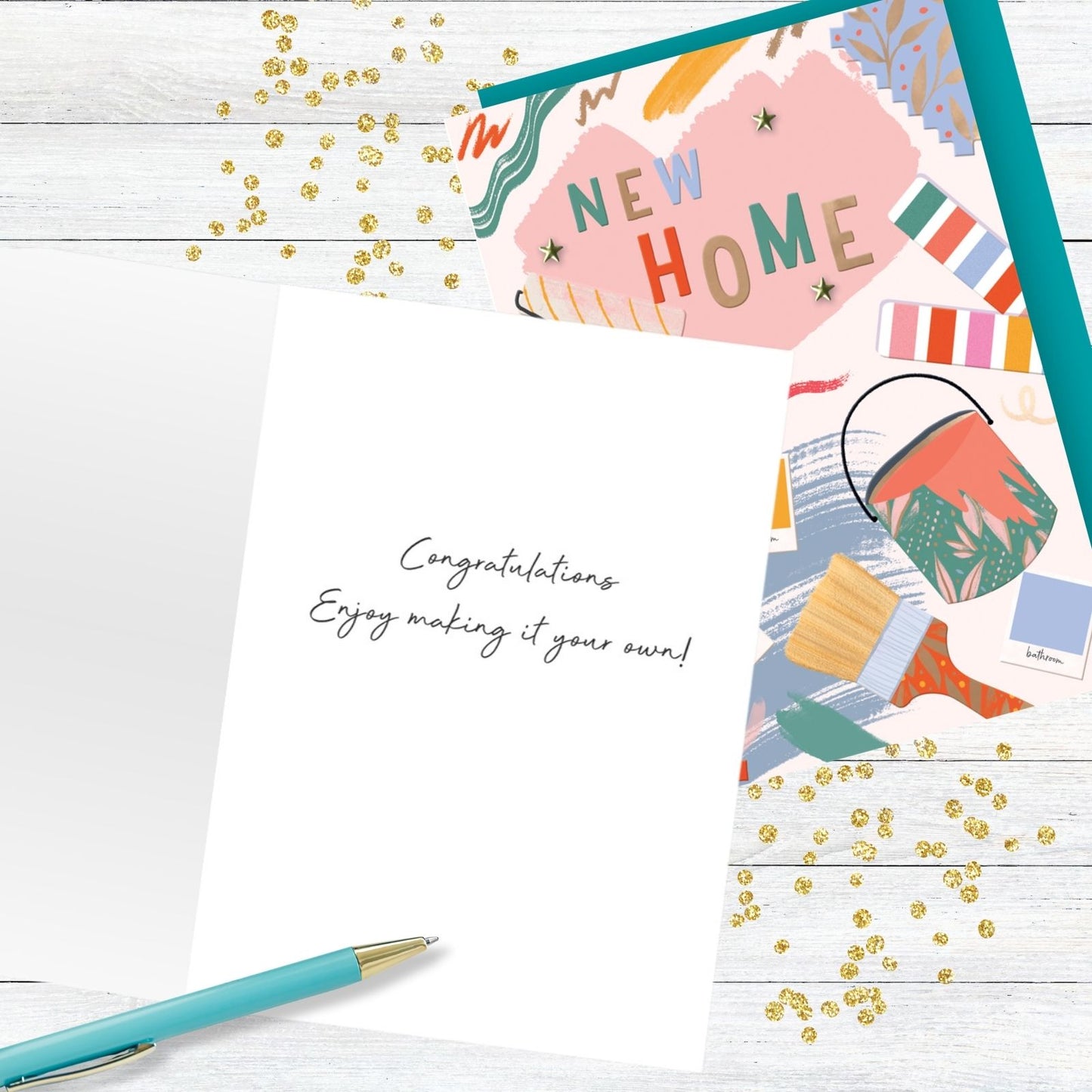 Hand-Finished New Home Greeting Card Newly Painted Celebrations Congratulations