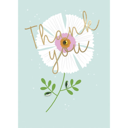 Hand-Finished Thank You Greeting Card Brightly Blooming Floral Simple Thankyou