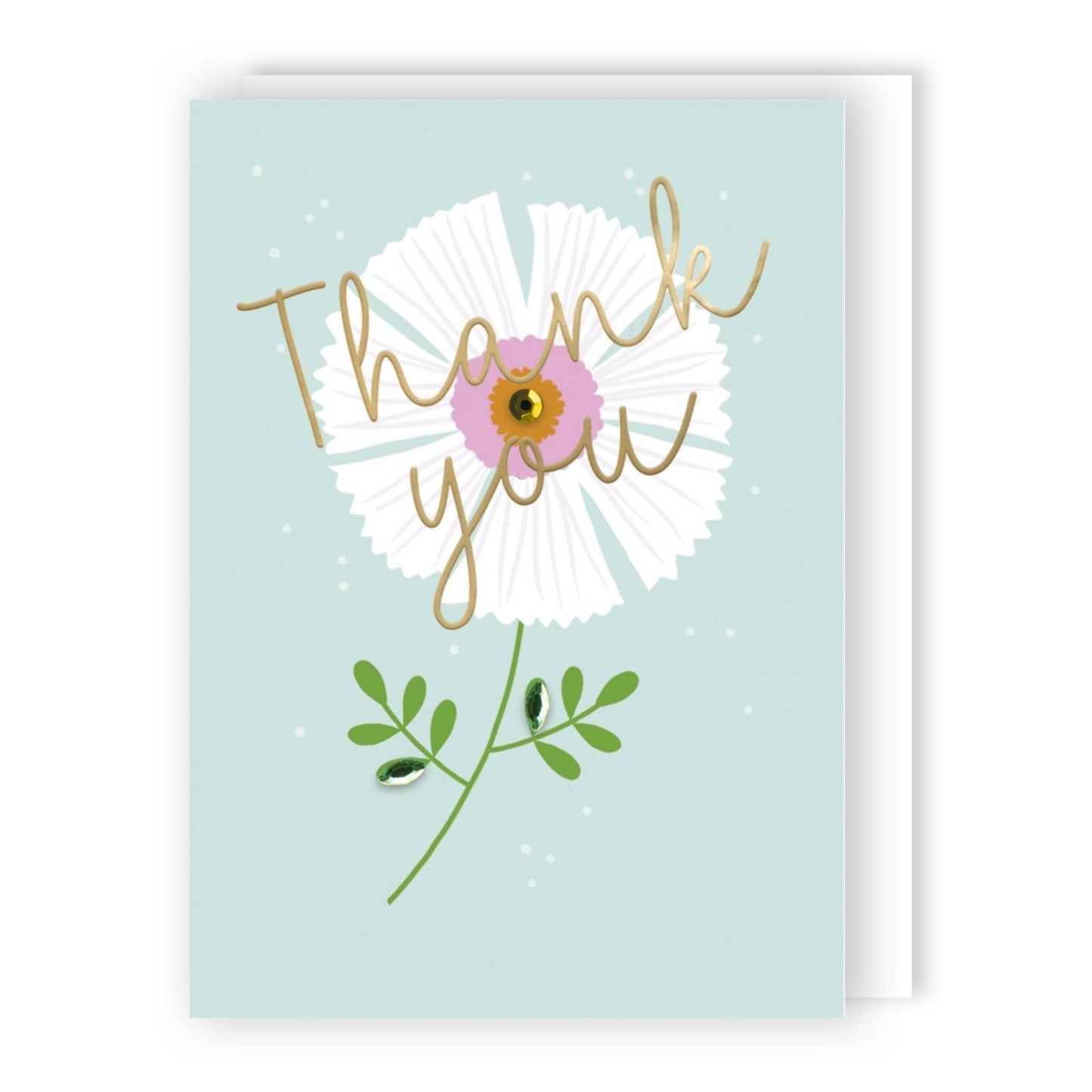 Hand-Finished Thank You Greeting Card Brightly Blooming Floral Simple Thankyou