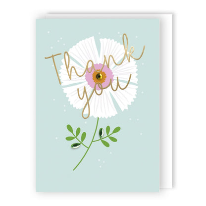 Hand-Finished Thank You Greeting Card Brightly Blooming Floral Simple Thankyou