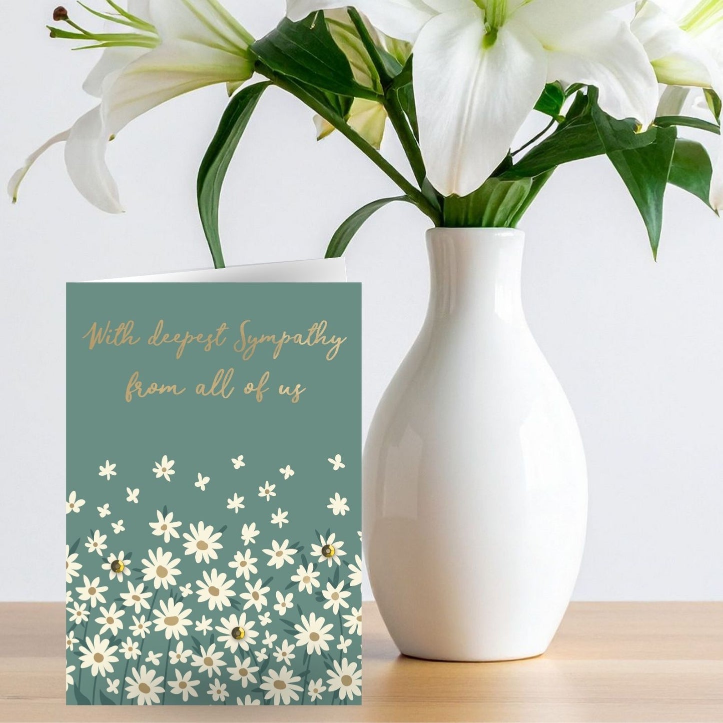 Hand-Finished Sympathy Greeting Card Deepest Sympathy From All Of Us Embellished