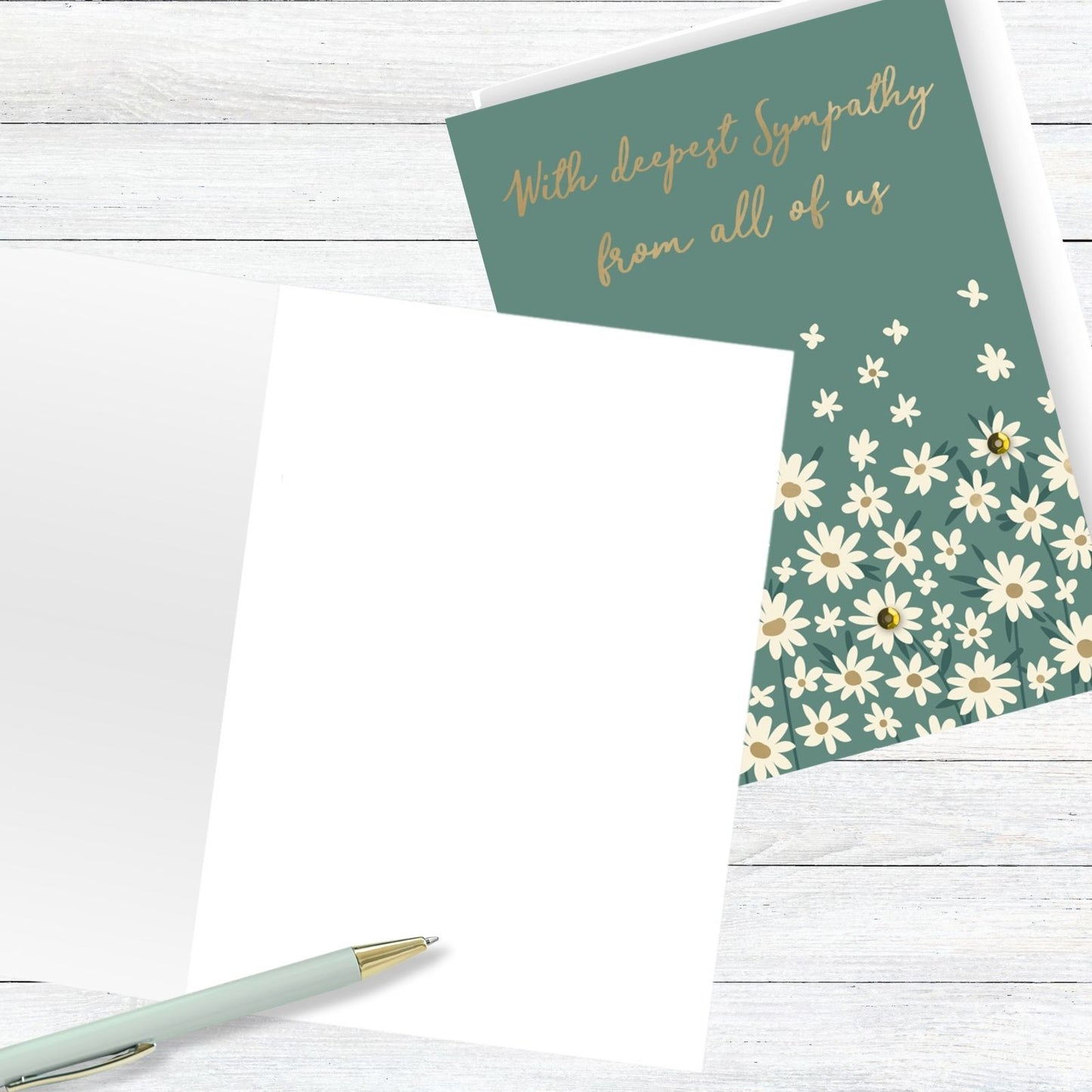 Hand-Finished Sympathy Greeting Card Deepest Sympathy From All Of Us Embellished