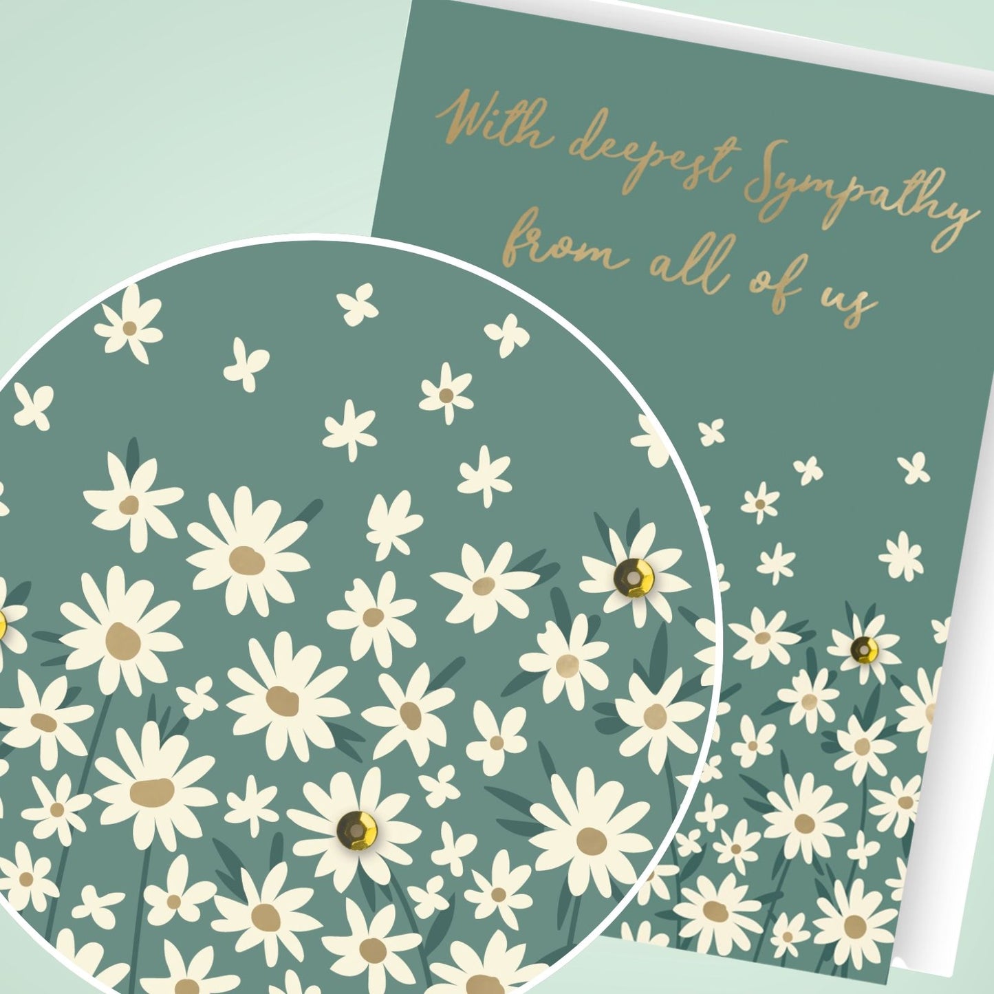 Hand-Finished Sympathy Greeting Card Deepest Sympathy From All Of Us Embellished