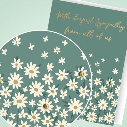 Hand-Finished Sympathy Greeting Card Deepest Sympathy From All Of Us Embellished