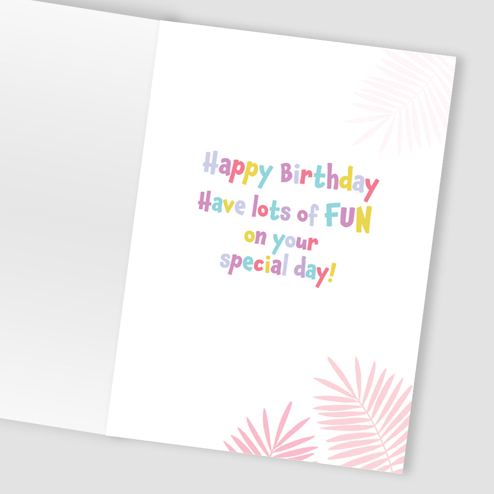 Girls 4th Birthday 4 Explore! Fun Kids Tattoo Elephant Childrens Birthday Card