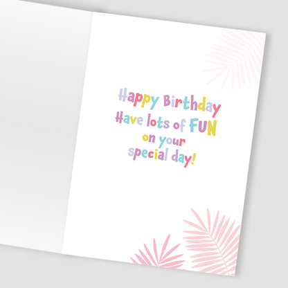 Girls 4th Birthday 4 Explore! Fun Kids Tattoo Elephant Childrens Birthday Card