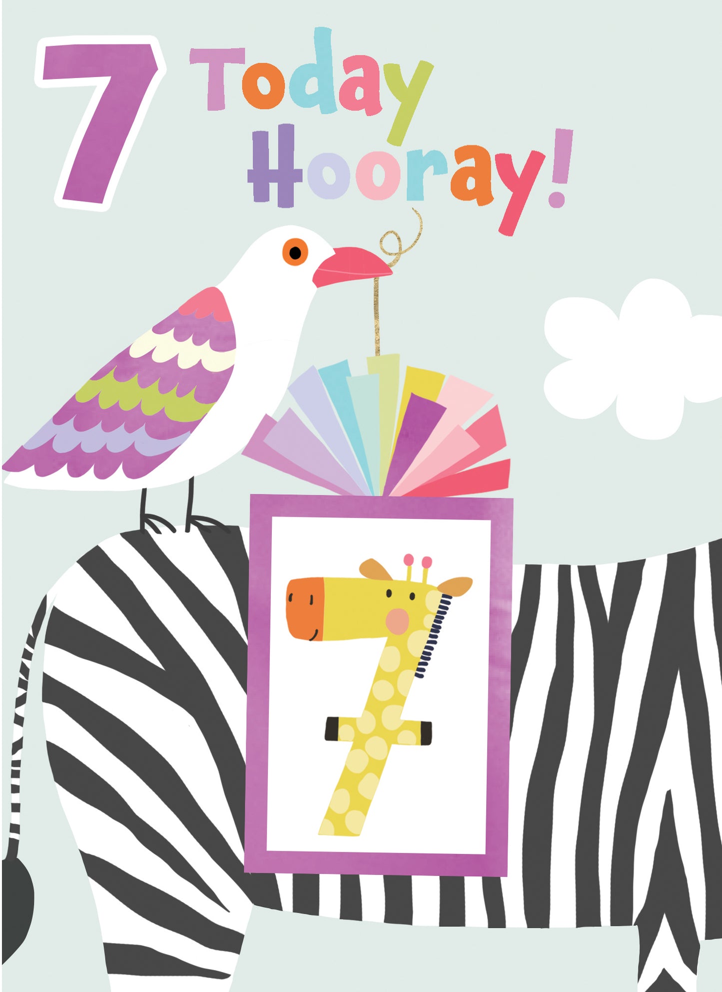 Girls 7th Birthday 7 Today Fun Kids Tattoo Giraffe Childrens Birthday Card