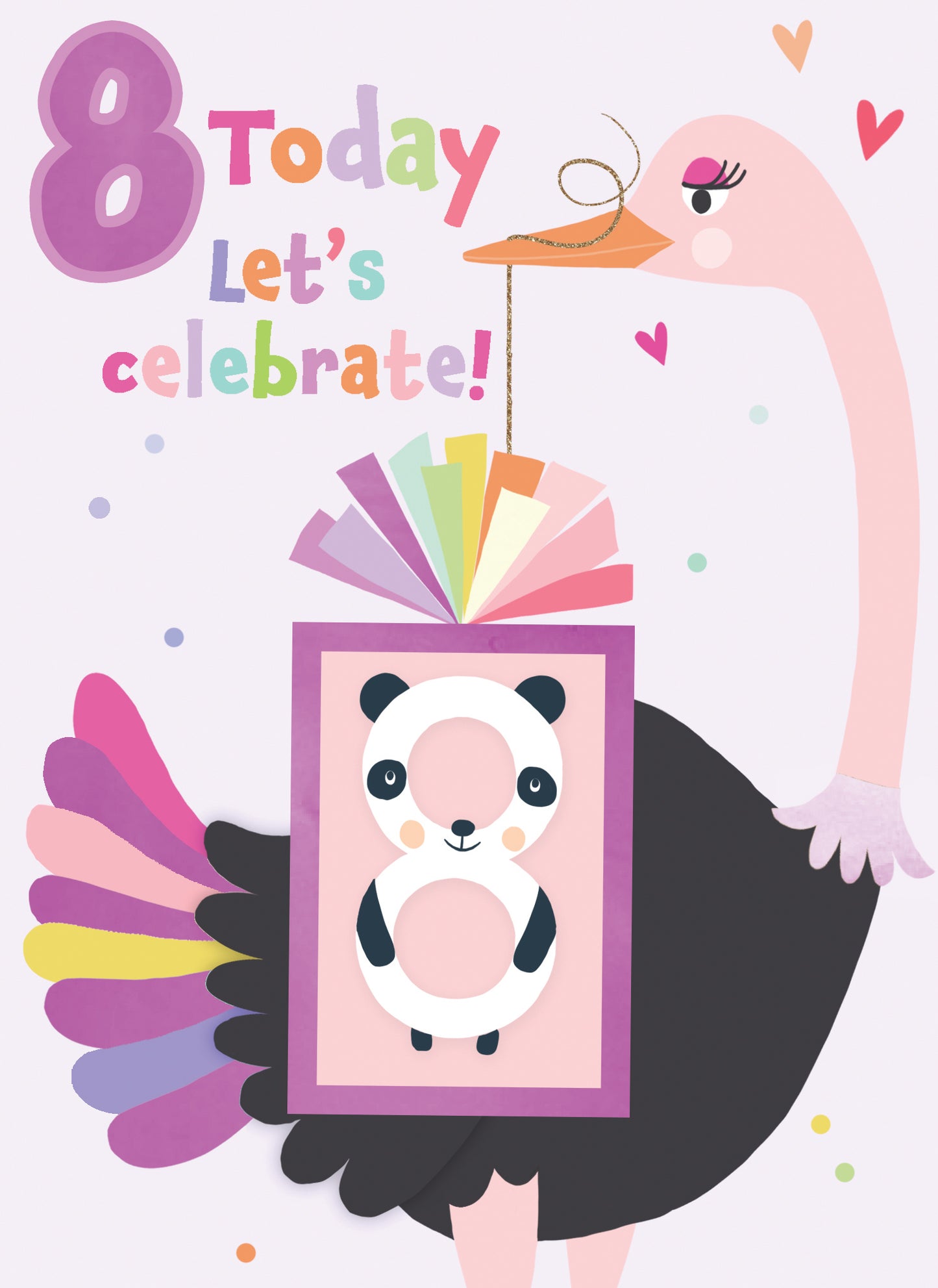 Girls 8th Birthday 8 Today Fun Kids Tattoo Panda Childrens Birthday Card