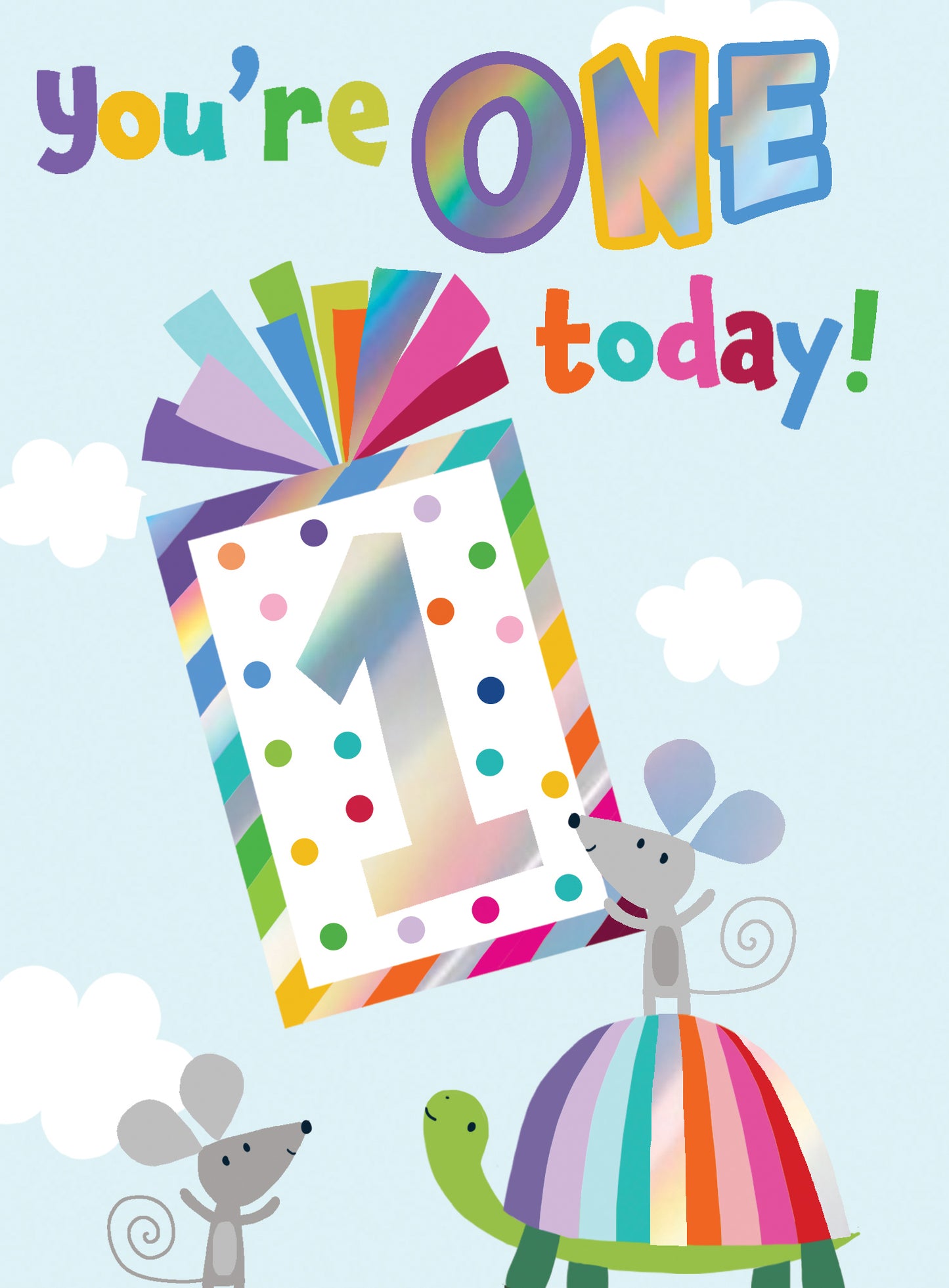 Boys 1st Birthday One Today! 1 Mice Surprise Birthday Contemporary Greeting Card