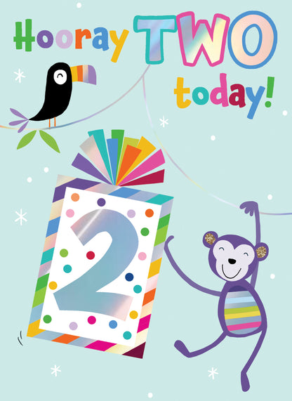 Boys 2nd Birthday Two Today! 2 Monkey Mail! Birthday Contemporary Greeting Card