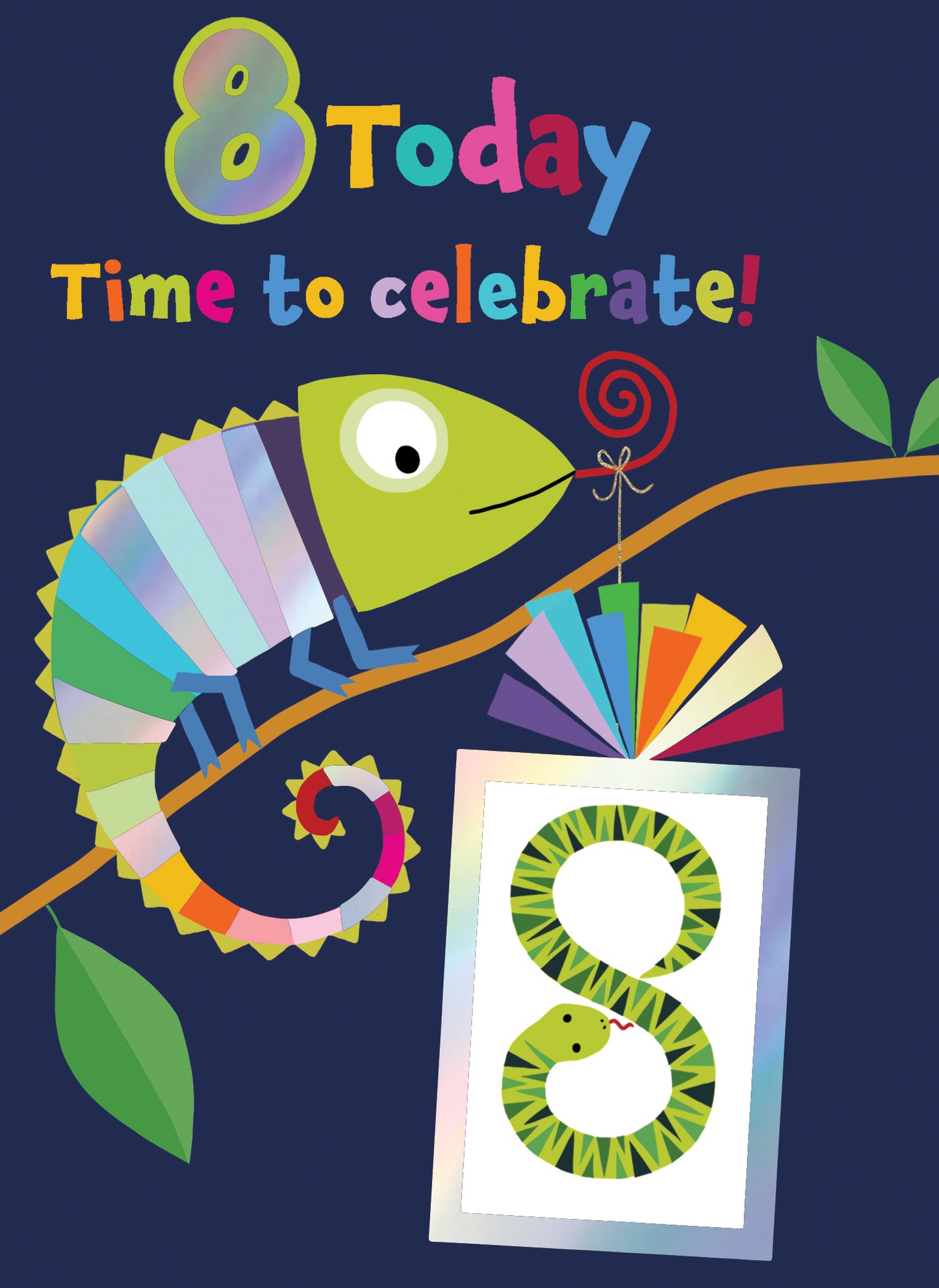 Boys 8th Birthday 8 Today Fun Kids Tattoo Snake Childrens Birthday Card