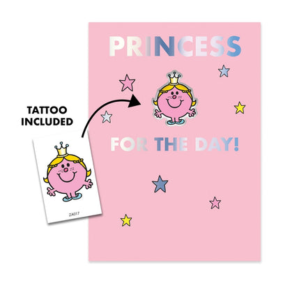 Zazoo Tattoo Mr. Men Birthday Card Includes Little Miss Princess Tattoo