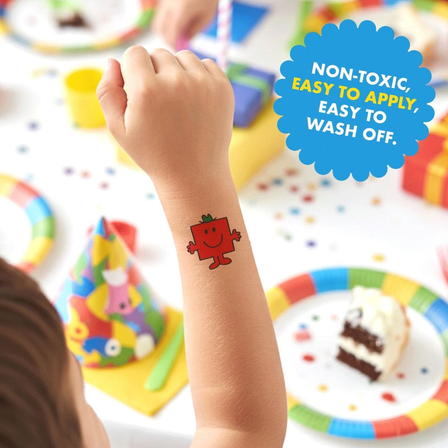 Zazoo Tattoo Mr. Men Happy Birthday Card Includes Mr Strong Tattoo