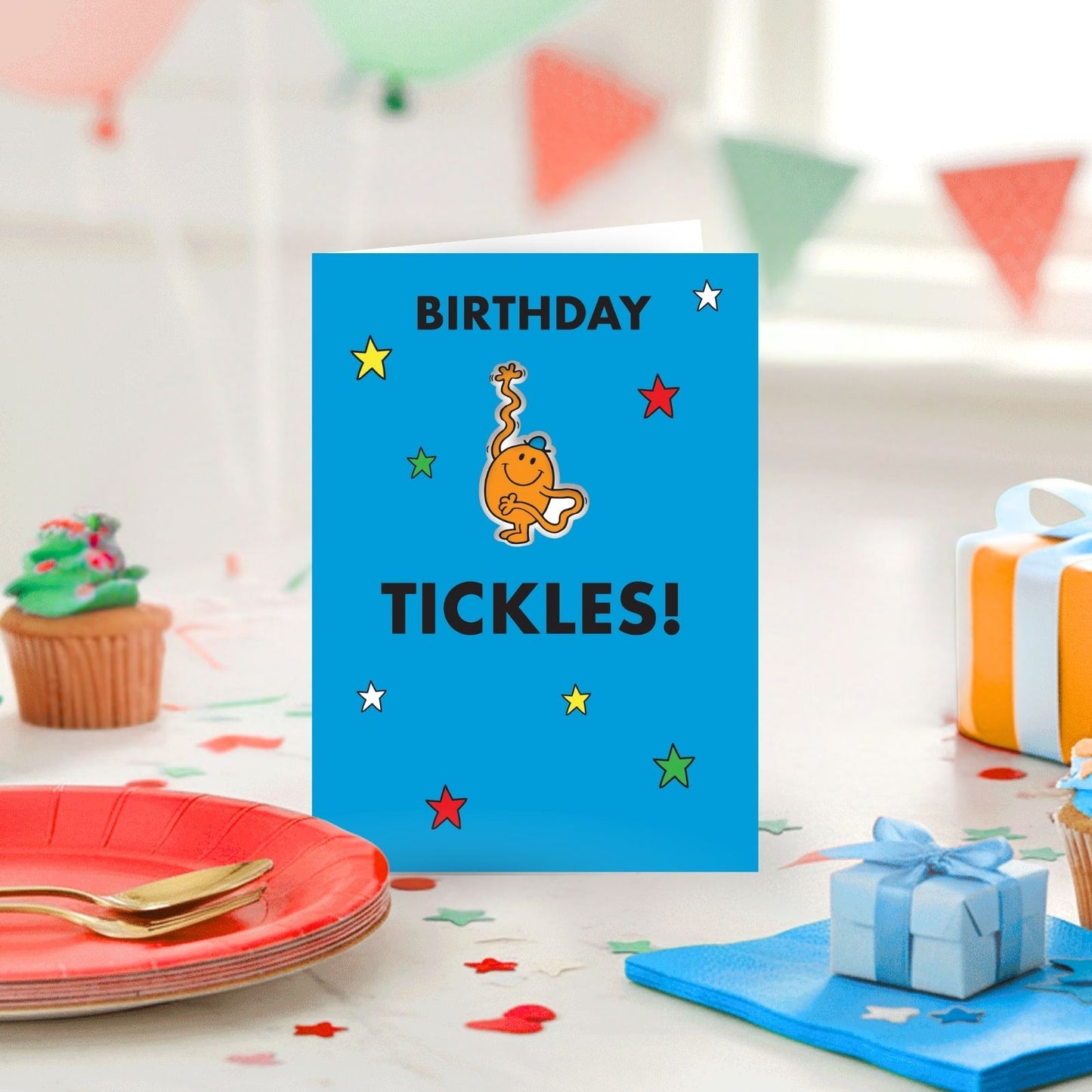 Zazoo Tattoo Mr. Men Birthday Tickles! Card Includes Mr Tickle Tattoo