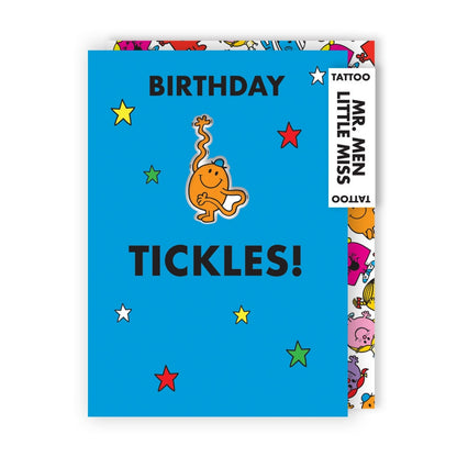 Zazoo Tattoo Mr. Men Birthday Tickles! Card Includes Mr Tickle Tattoo