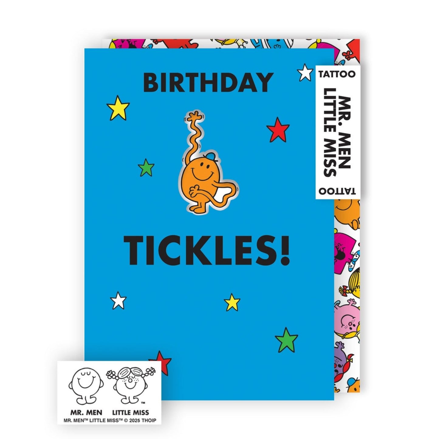 Zazoo Tattoo Mr. Men Birthday Tickles! Card Includes Mr Tickle Tattoo