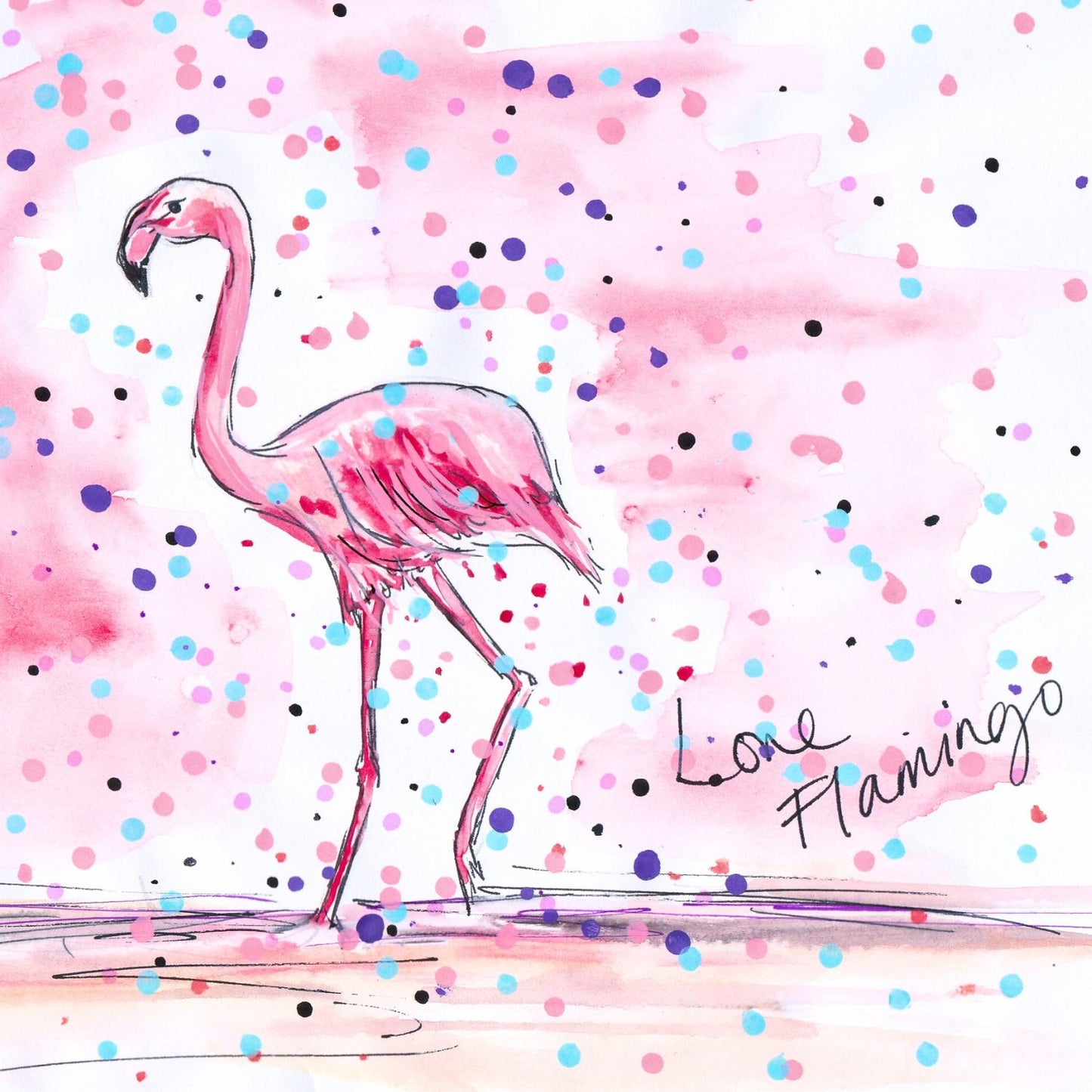 Tabitha Corbett 'Lone Flamingo' Pretty In Pink! Artistic Greeting Card