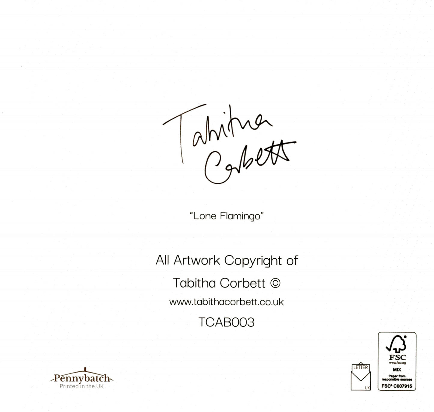 Tabitha Corbett 'Lone Flamingo' Pretty In Pink! Artistic Greeting Card