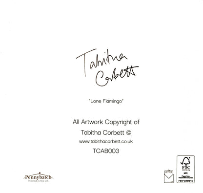 Tabitha Corbett 'Lone Flamingo' Pretty In Pink! Artistic Greeting Card