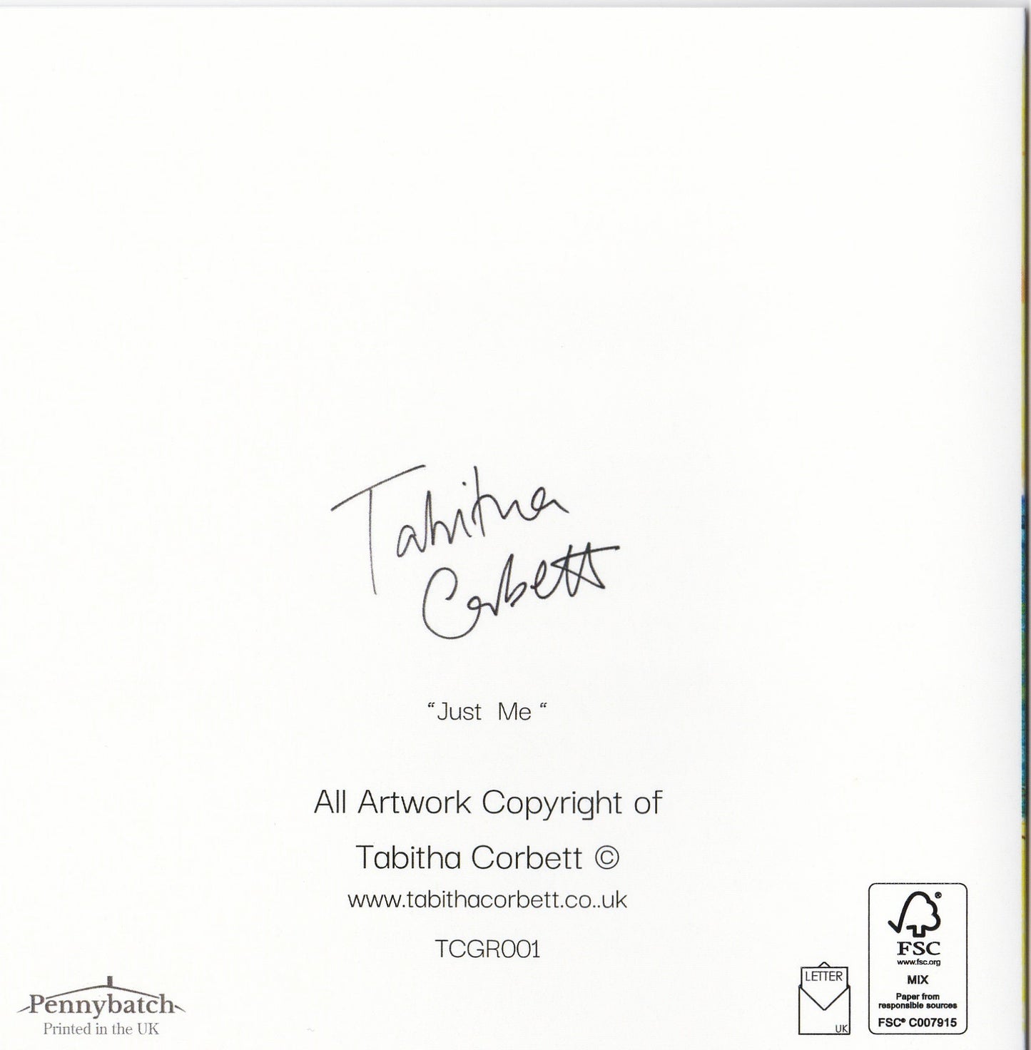 Tabitha Corbett 'Just Me' Daydreams Delight! Artistic Greeting Card