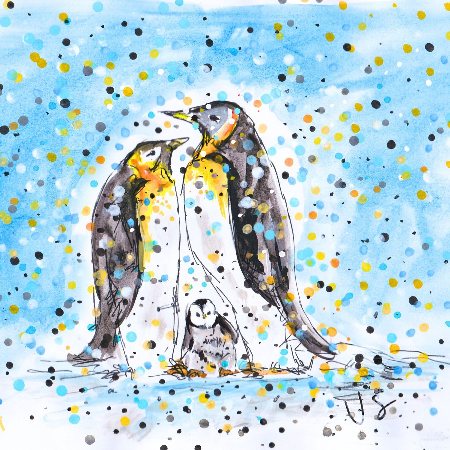 Tabitha Corbett 'Us' Penguin Family Trio Artistic Greeting Card