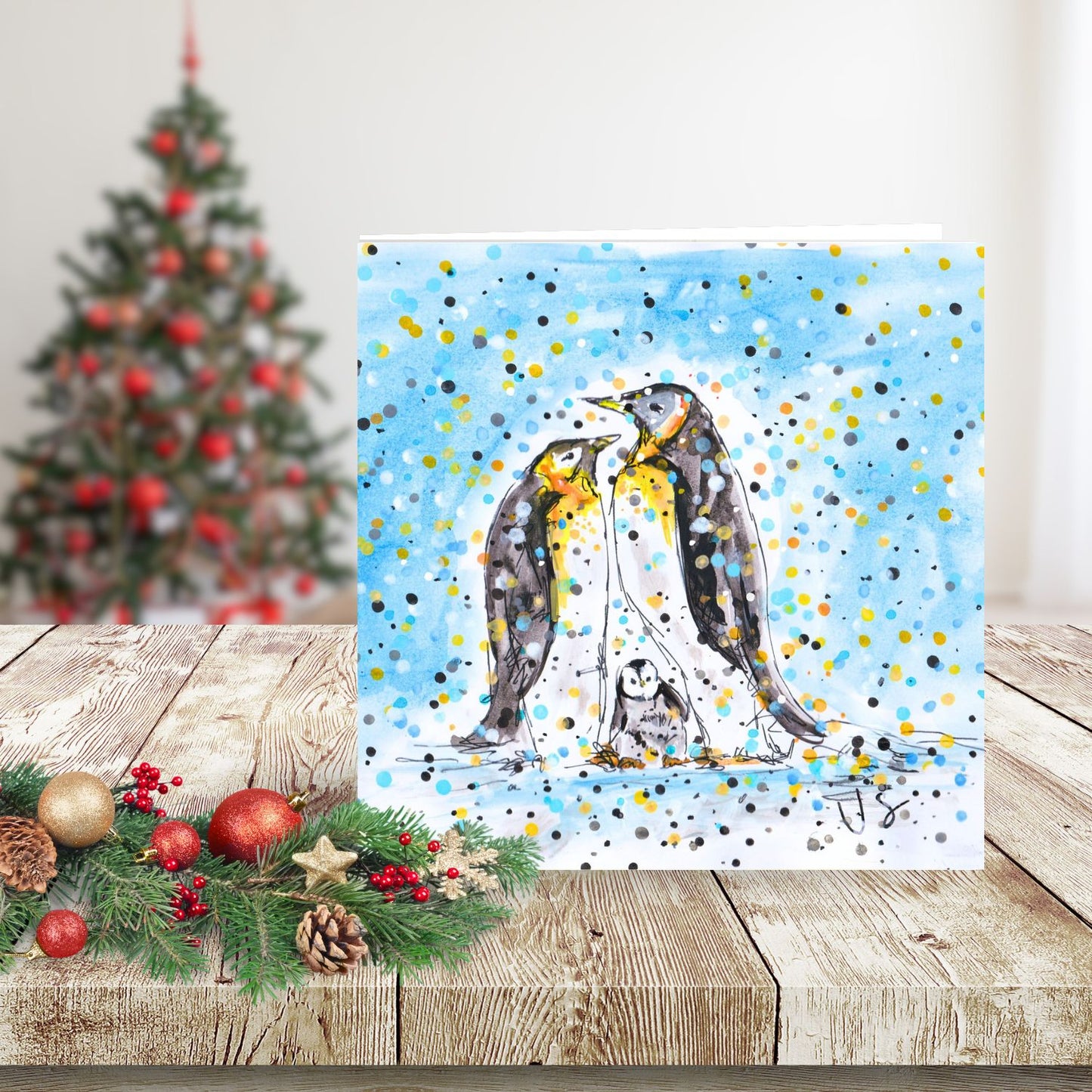 Tabitha Corbett 'Us' Penguin Family Trio Artistic Greeting Card