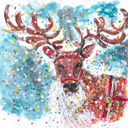 Tabitha Corbett Reindeer 'Through The Blizzard' Artistic Christmas Greeting Card