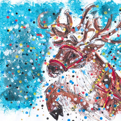Tabitha Corbett Magical Reindeer 'Taking Flight' Artistic Christmas Greeting Card
