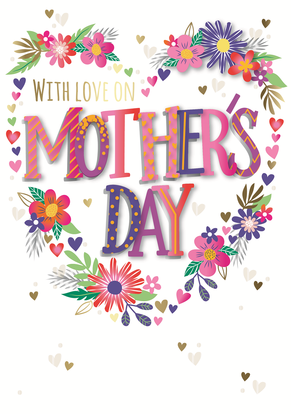 Love On Mother's Day Flowers Embellished Mother's Day Card