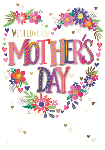 Love On Mother's Day Flowers Embellished Mother's Day Card