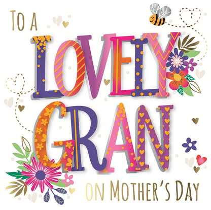 To A Lovely Gran On Mother's Day Embellished Mother's Day Card