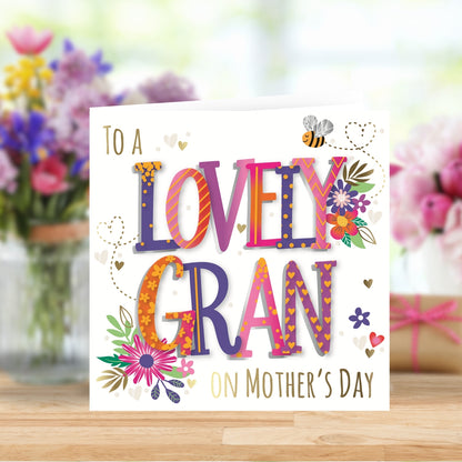 To A Lovely Gran On Mother's Day Embellished Mother's Day Card