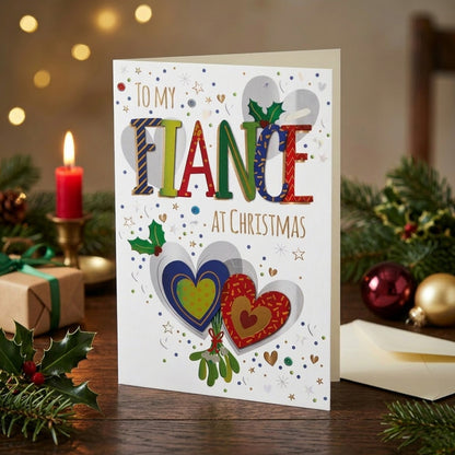 To My Fiance At Christmas Embellished Christmas Greeting Card
